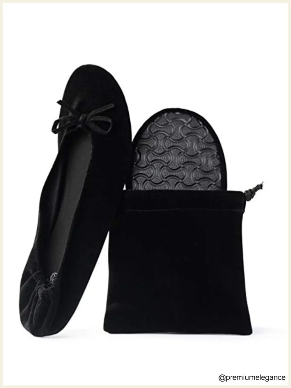 Velvet Foldable Flats for Women - Portable Ballet Shoes for Travel & Events